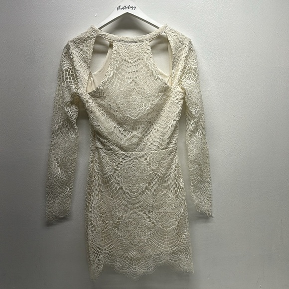 For Love & Lemons Dress Sheath Mini Lace Cut Out Long Sleeve Ivory Size Medium - Picture 9 of 9